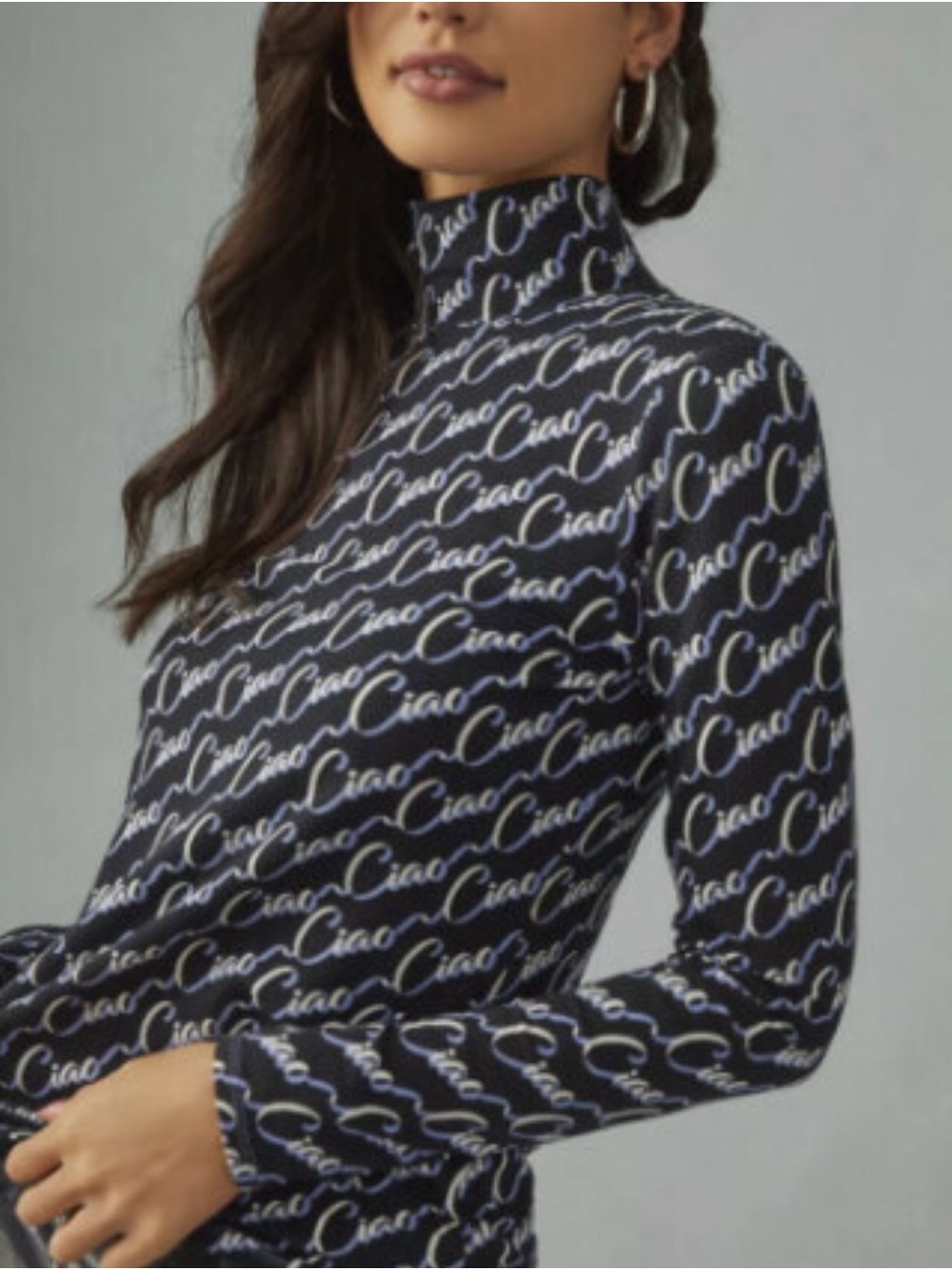 Anthropologie Maeve Ciao Printed Long Sleeve Turtleneck Top Sz Small NWOT